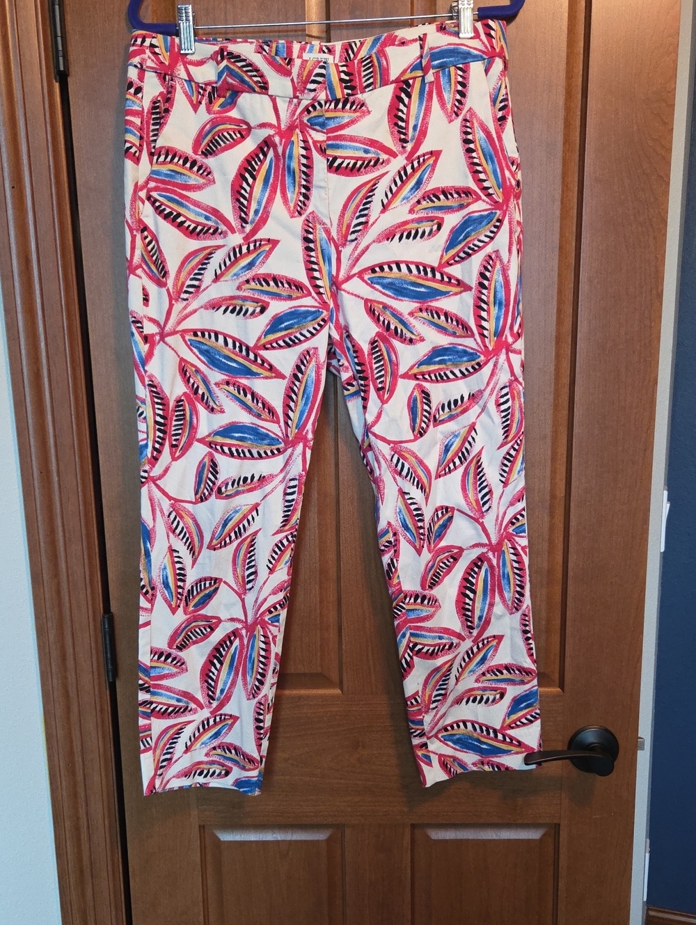 J Crew Tropical Leaf Print Ankle Pants